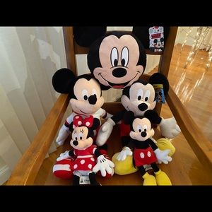 Mickey Mouse plush dolls & one Mickey cushion. NWT